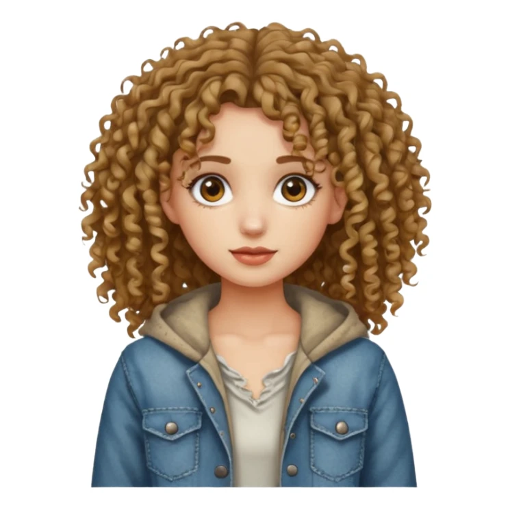 ios 18 emoji pretty girl with curly hair and poor clothes sticker