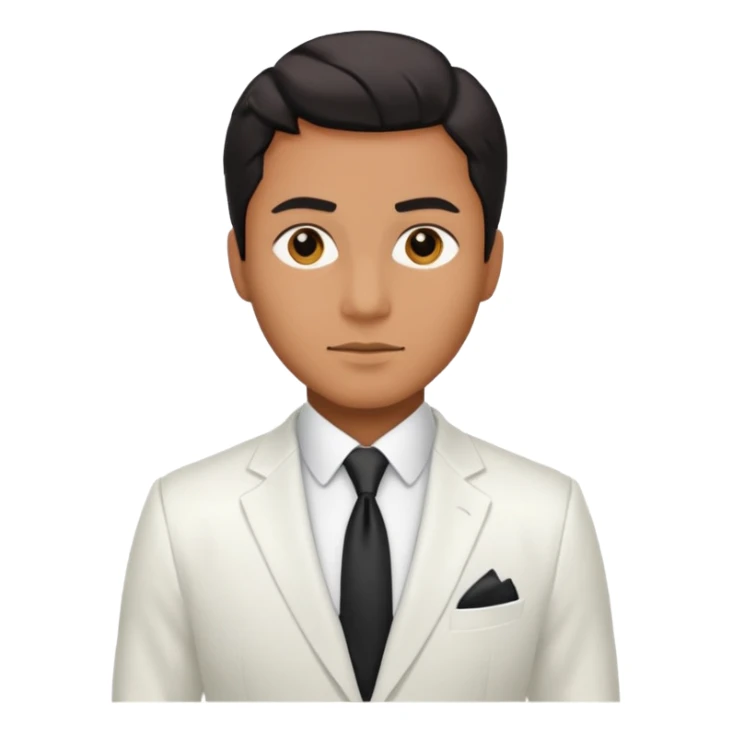 businessman, tan skin, black eyes, white suit sticker