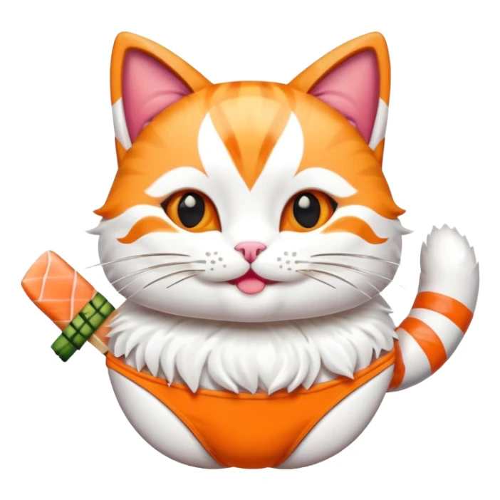 happy cat wearing a bikini made out of sushi sticker