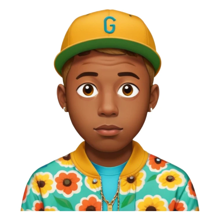 Tyler the Creator rapper with distinctive style and short hair sticker
