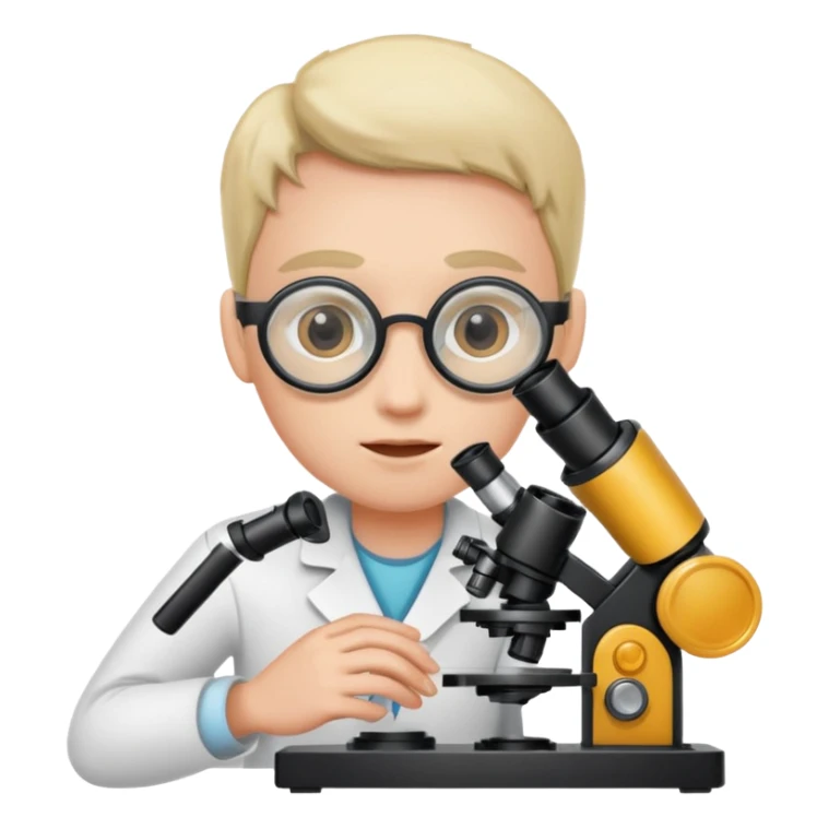 haz un personaje que este mirando  un microscopio, sticker