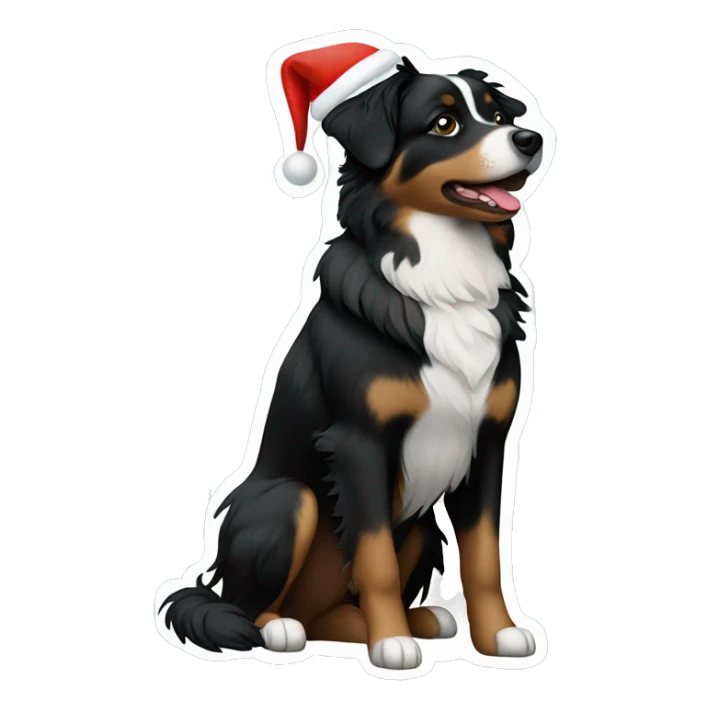 Small black australian shepherd dog Christmas tree sticker