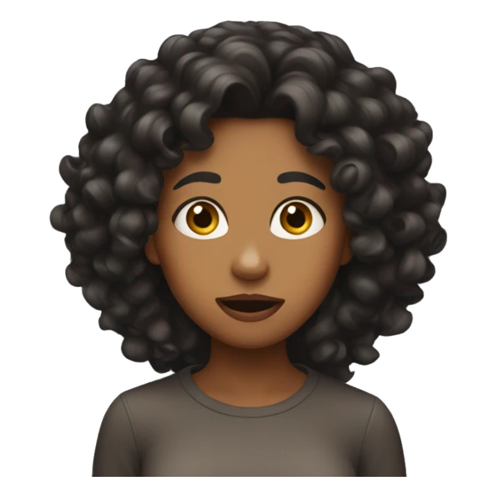brown girl with curly black hair shocked sticker