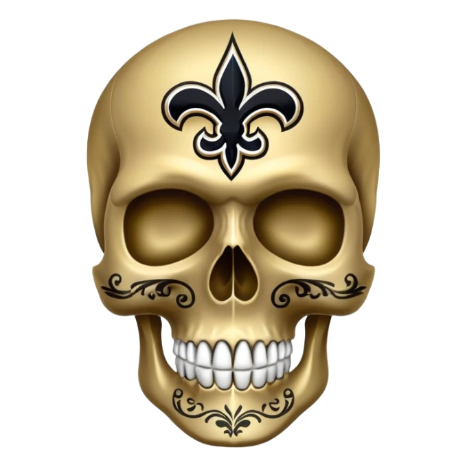 skull in New Orleans Saints colors (black and gold) sticker