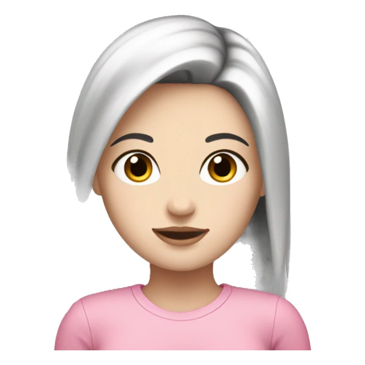 Pretty white girl with black hair wearing pink  sticker