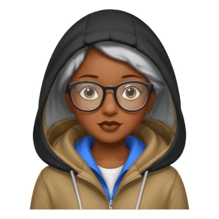 black woman in hooded jackets and glasses sticker