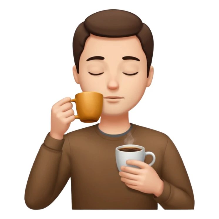 A calm man with his eyes closed is drinking coffee. sticker