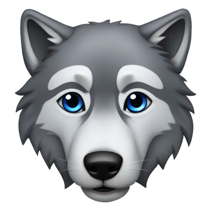 Grey wolf with black paws, black muzzle, black tail. with blue eyes. full body sticker