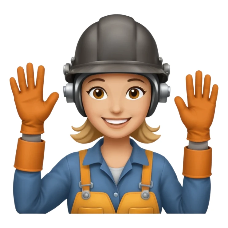 Woman welder saying hi sticker