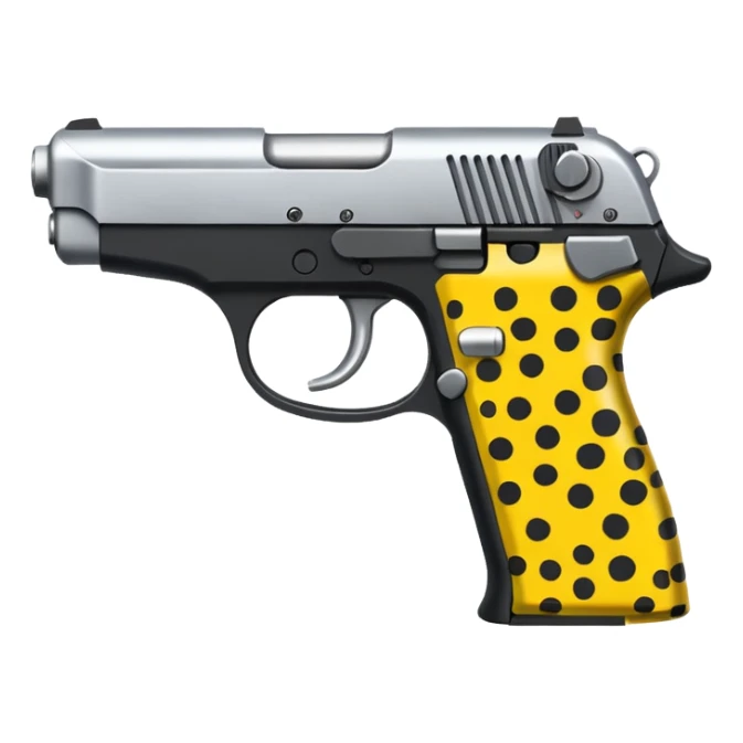 handgun covered in yellow and black leopard spots sticker