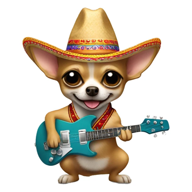 Rockstar chihuahua in sombrero playing electric guitar sticker