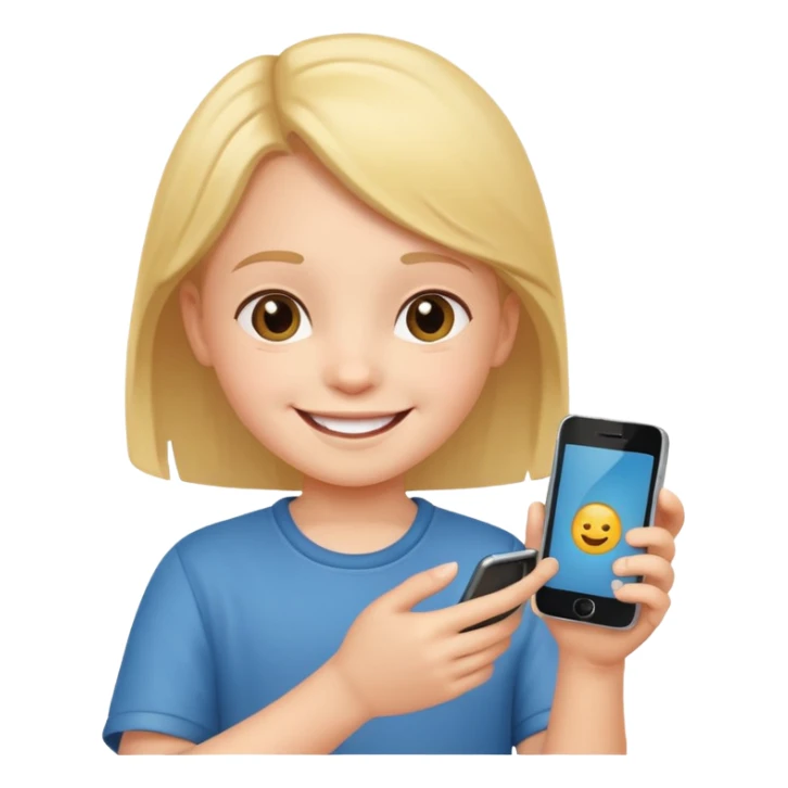 happy child with phone in hand sticker