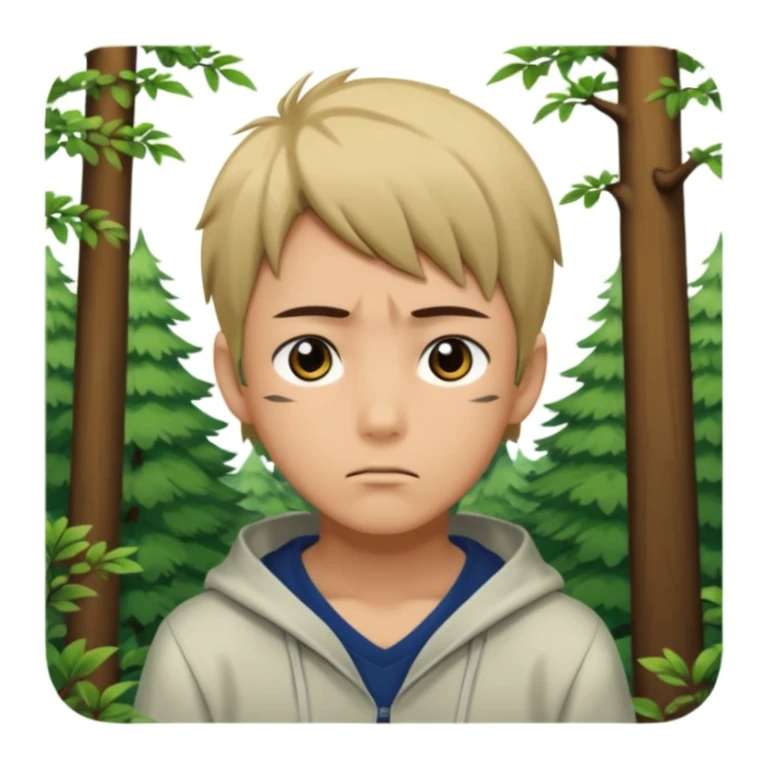 Manga bir bola ormonda yolgiz holatini tasvirlab ber sticker