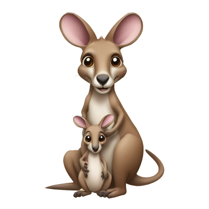 Mother kangaroo having baby kangroo in pockey sticker