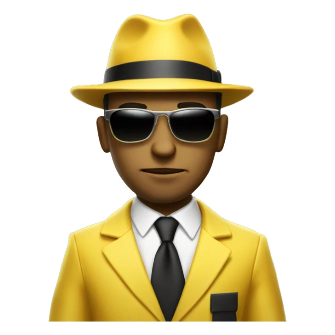 yellow suit mafia with thompson gun and sunglasses sticker