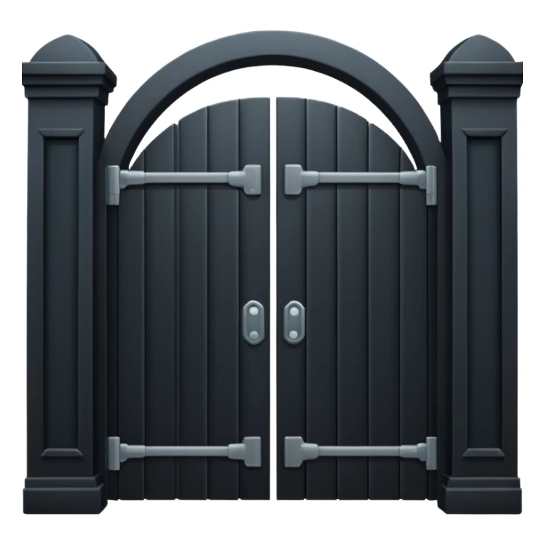 iOS emoji, minimal dark gate, sealed door, flat design sticker