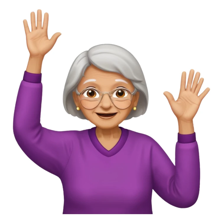 Old lady hands up raise the roof dancing  sticker