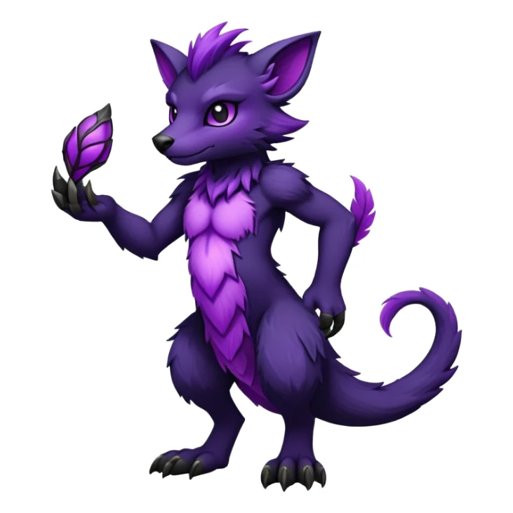  Dark black and purple anthro Fakémon-Wickerbeast-creature (full body) sticker