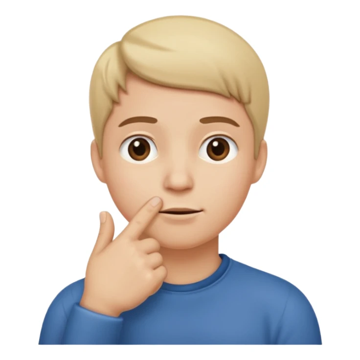 straight face with hand with thumb sticking left right under chin emoji sticker