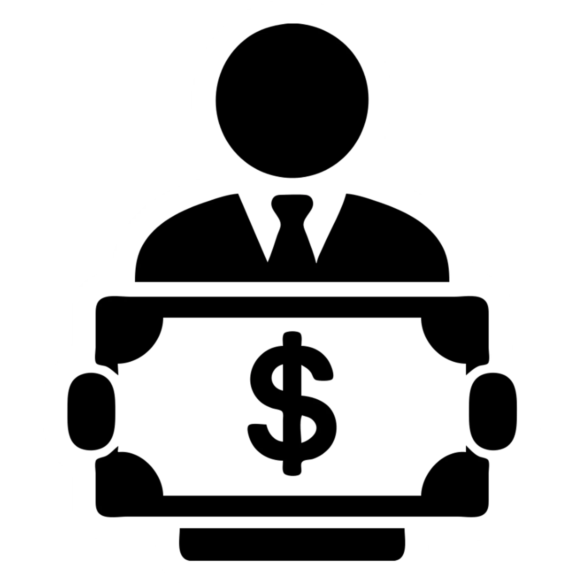 Businessman holding money, man with cash, wealth symbol sticker
