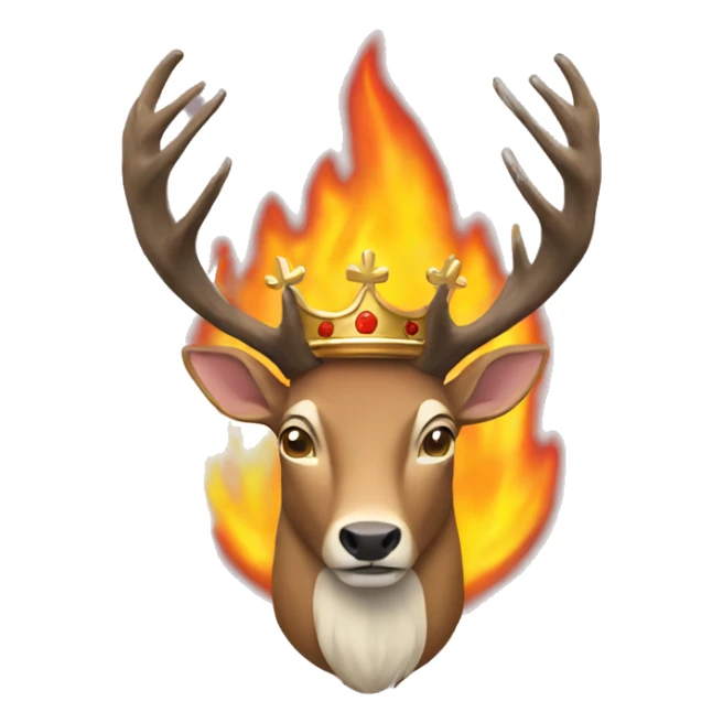A stag in a crown of fire sticker