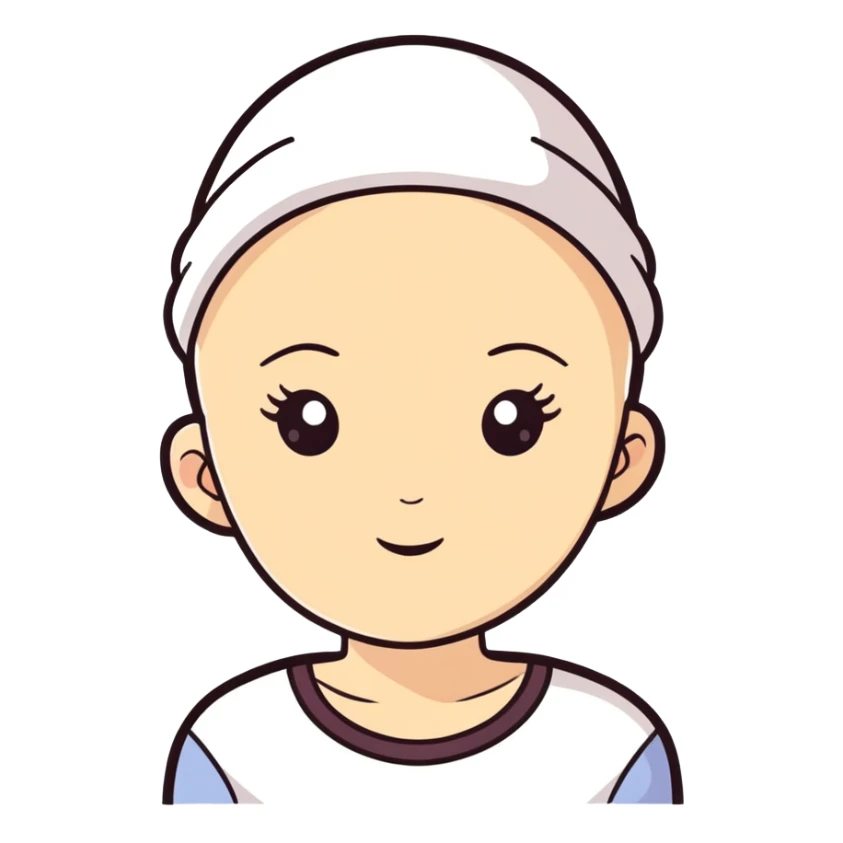 Pretty woman with no hair wearing cute hat  sticker
