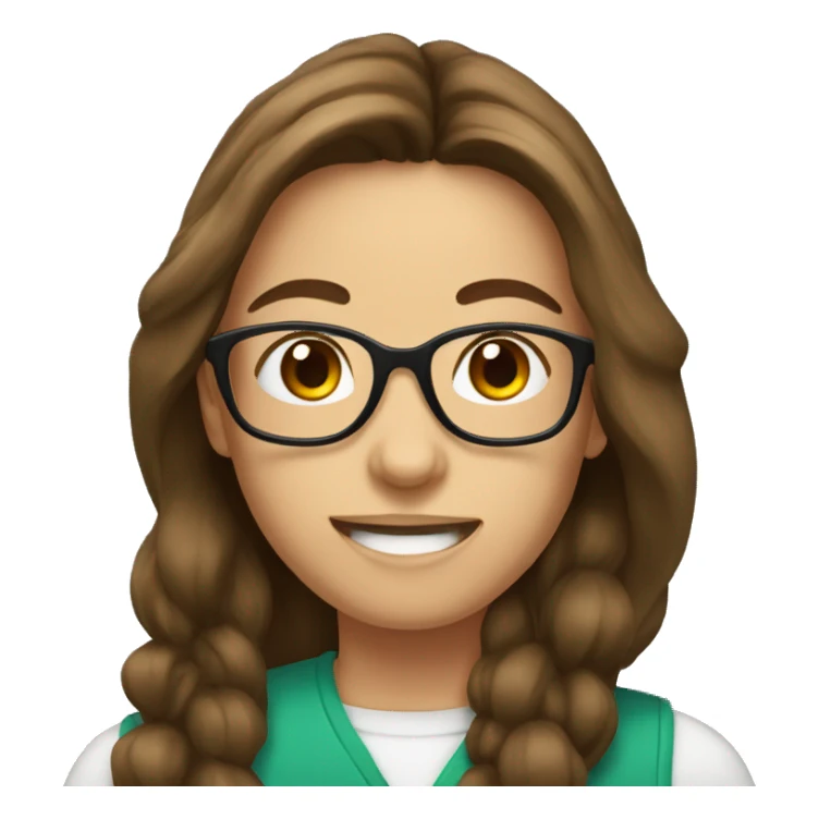 Nutricionist with glasses and brown long hair sticker