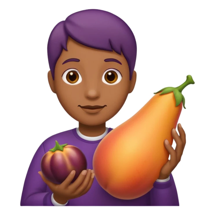 Weird emoji with her eggplant and peaches sticker