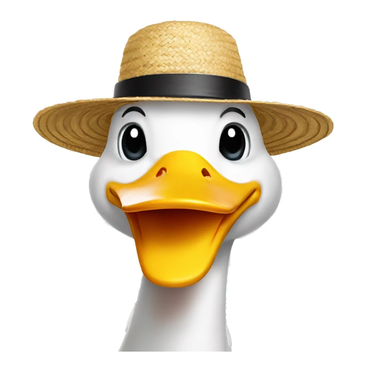 white duck with a straw hat holding his hand like this emoji 🤙 sticker
