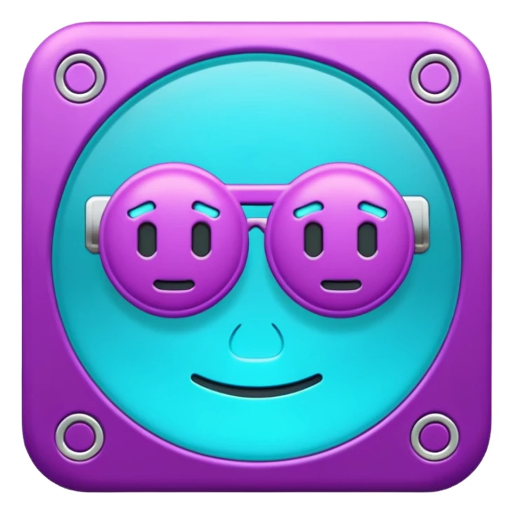 futuristic minimalistic emoji icon, letters "SANG" formed by three glowing digital lines representing Storm, Atom and NoizeGames, neon purple (#8B5CF6) and cyan (#00E0FF) on dark background, modern tech style, 1:1 aspect ratio
 sticker