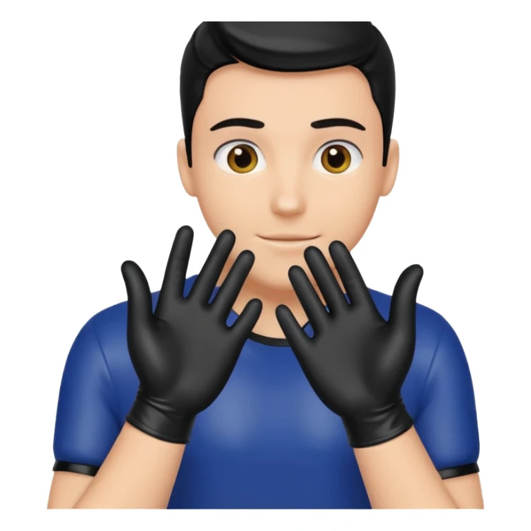 shiny black latex gloves on male hands sticker