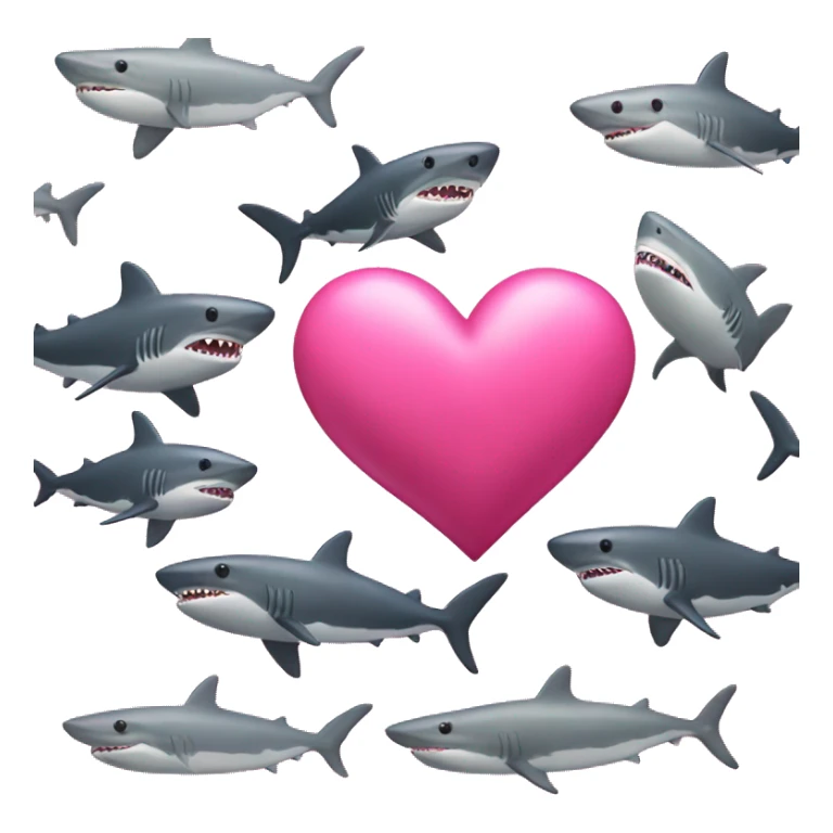 pink love whole heart with sharks sticker