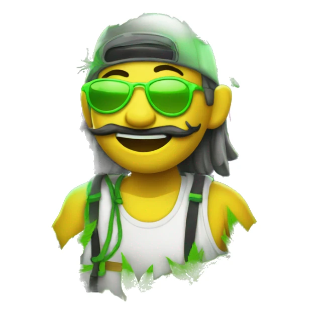 420. neon raving person smoking. dancing raver, hemp leaves sticker