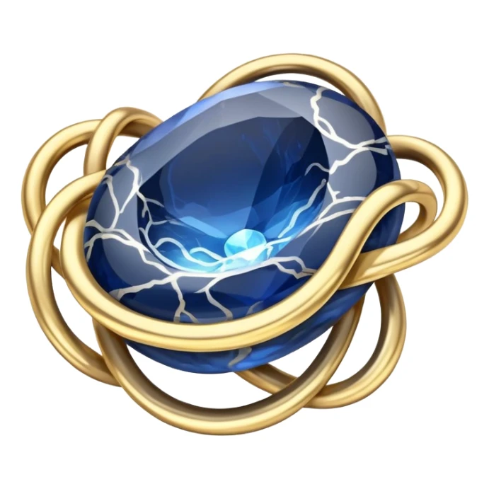 delicate floating gold chain cradling a deep blue stone with swirling white and gray veins, glowing faintly like stars and moonlight, radiating mystery and magic sticker