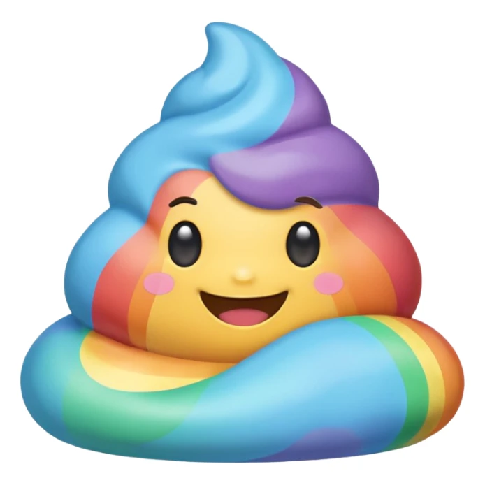 blue rainbow colors kawaii poop sticker