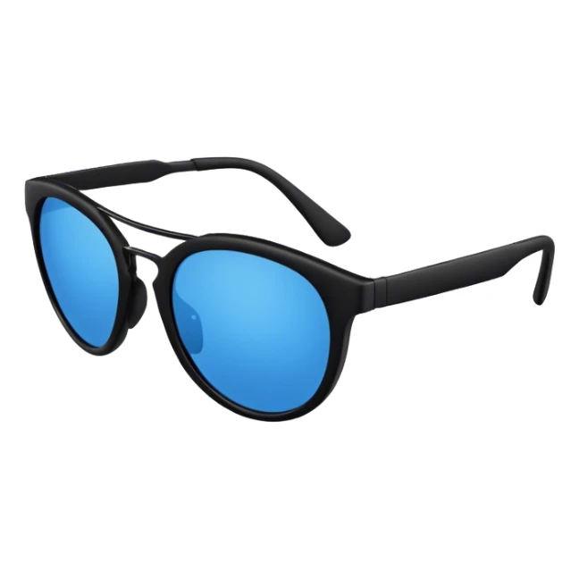 A stylish sunglasses with a bold, modern design, featuring blue lenses and a matte black frame, perfect for a sleek and trendy look. no head no face sticker