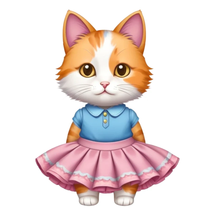 Little cat wearing skirt  sticker