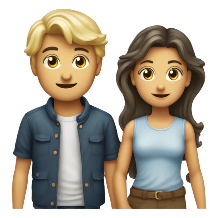 Ragazza bionda che abbraccia un ragazzo bruno e un bambino bruno sticker