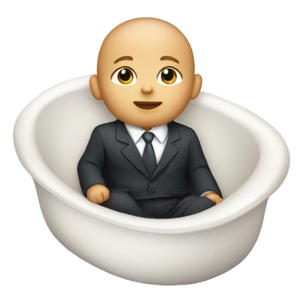 white newborn baby in a business suit lies in a cradle sticker