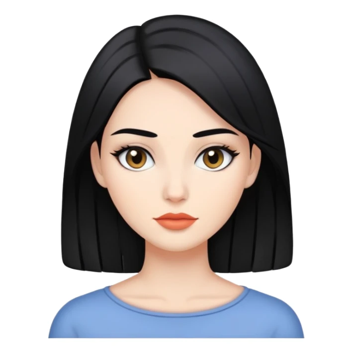 woman with sleek black hair and minimal makeup sticker