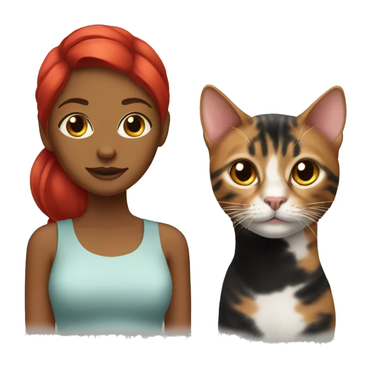 tabby cat and black women with red hair  sticker