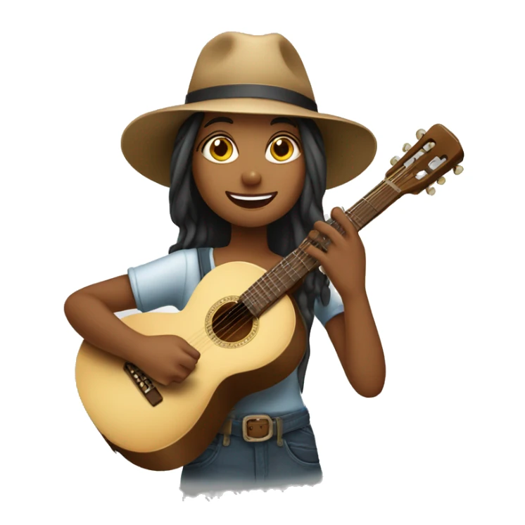 Girl Wearing a Hat and Playing the Cavaquinho sticker