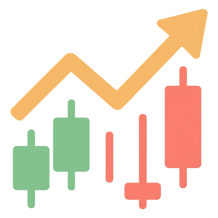 trading icon with candlestick chart elements, clean and modern sticker