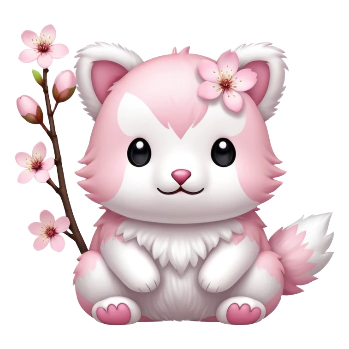 Cute Pastel pink and white Cherry Blossom Sakura Animal sticker
