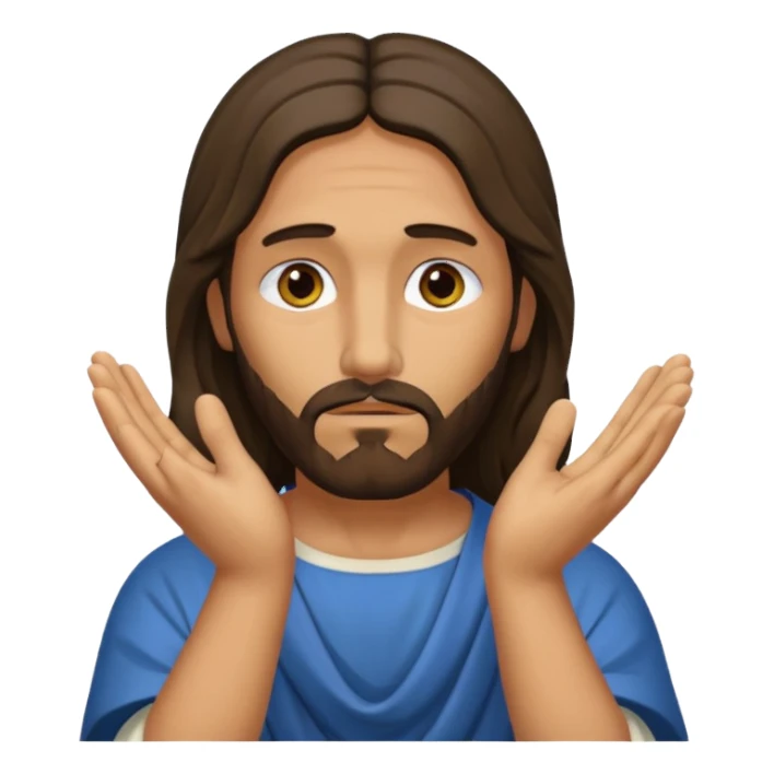 my workmate accidentally misspelled "Jesus christ" as "Jesbus christ", make an emoji of jesus with his hands on his face looking like hes ironically in pain sticker