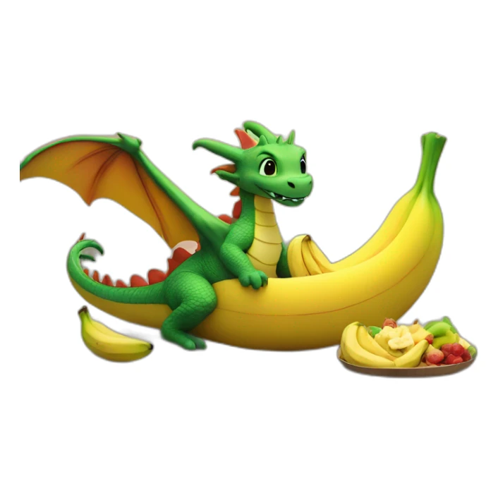 Dragon On Beach Eating Banana 8K HD sticker