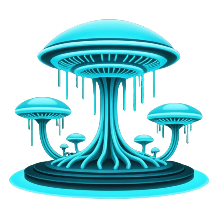 extraterrestrial futuristic otherworldly cyan bioluminescent neon-glowing aesthetic scenery sticker
