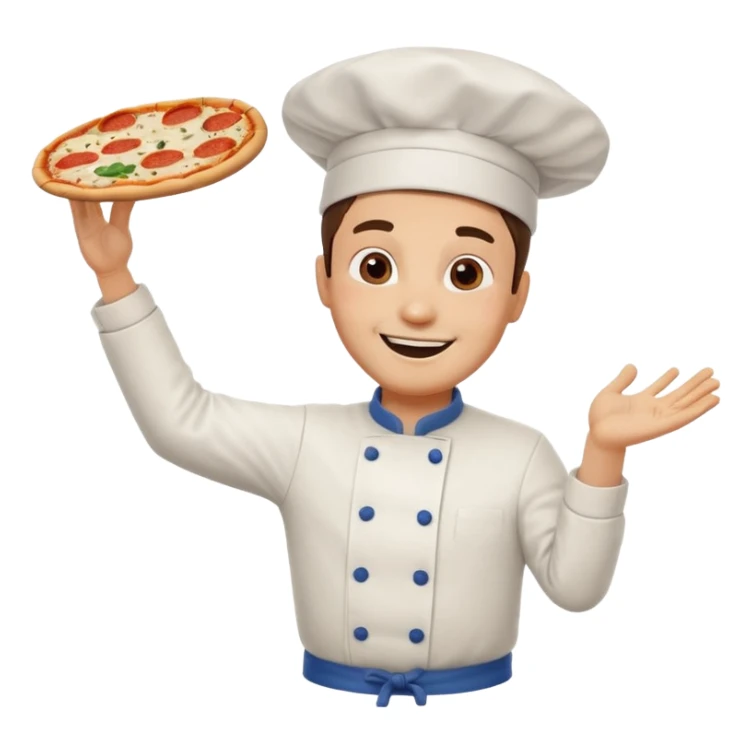 Pizza Chef – tossing pizza dough in air, white hat tilted slightly sticker