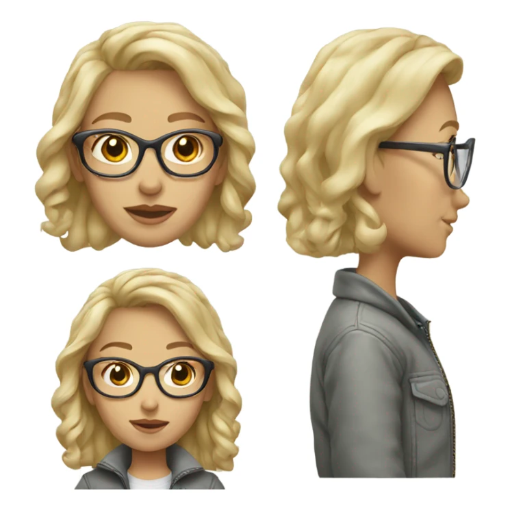 Blonde girl with glasses, and grey bomber jacket sticker