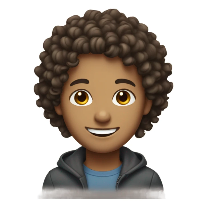 White fiel with curly and dark Brown eyes smiking sticker